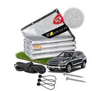 Ezcasch 3x4m Sun Shade Cloth, 99% Reflective Aluminum Sunshade Net with Grommets, Aluminet Car Cover with Elastic Cord, Nylon Rope, Nails,UV Protection for Outdoor Use, Yard, Car, Animals