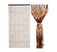 Ezcasch 90 * 180cm Bamboo Beaded Door Curtain for Doorways 31 Strands Screen Beads Curtains as Decoration Screen Room Partition Handmade made of bamboo & wooden beads for Door Window