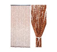 Ezcasch 90x200cm Bamboo Beaded Door Curtain - 52 Strands Brown Bead Curtain For Doorway- Retro Handmade Natural Wood Curtain Fly Screens For Doors