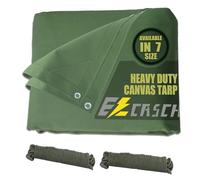 Ezcasch Canvas Tarp 5'x7'/1.52x2.13m Heavy Duty Tarpaulins, 0.56mm Canvas Tarpaulin with Aluminum Grommets, 400g/m² Cover Sheet Dustproof Truck Car Boat Cover Roof -Green