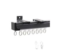 Ezcasch Ceiling Curtain Track 2 Metres/6.56ft, Aluminum Sliding Ceiling Curtain Rail, Ceiling Mounted Curtain Track and Fittings for Room Divider, Windows, Privacy, Black