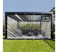 Ezcasch Clear Tarpaulin 1.2x1.6m Waterproof Heavy Duty with Eyelets, 420 g/m² PVC Customizable within 8x8m, Transparent Tarpaulin with Rope and Ties Clear Tarp Weatherproof for Pergola Garden Plants