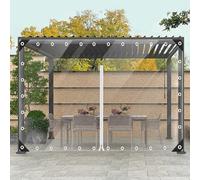 Ezcasch Tarpaulin Transparent with Zipper Customized, 2.1x3m(Height x Width) Transparent Tarpaulin with Eyelet, 420g/m² Heavy Duty Clear Tarp Waterproof Tarp for Outdoor