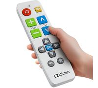 EZclicker Big Button Universal TV Remote (Black) Simple Easy to Use, Great for Seniors, Works with Major TV Brands (2xAAA Batteries Not Included) (Silver)