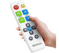 EZclicker Big Button Universal TV Remote (Black) Simple Easy to Use, Great for Seniors, Works with Major TV Brands (2xAAA Batteries Not Included) (White)