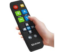EZclicker Big Button Universal TV Remote (Black) Simple Easy to Use, Great for Seniors, Works with Major TV Brands (2xAAA Batteries Not Included) (Black)