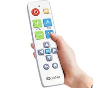 EZclicker Big Button Universal TV Remote (Silver) Simple Easy to Use, Great for Seniors, Works with Major TV Brands (2xAAA Batteries Not Included)