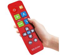 EZclicker Plus Big Button Universal TV Remote (Red) Simple Easy to Use, Works with Major TV Brands (2xAAA Batteries Not Included)