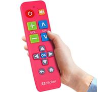 EZclicker Plus Big Button Universal TV Remote Simple Easy to Use, Works with Major TV Brands (2xAAA Batteries Not Included) (Pink)