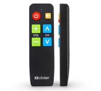 EZclicker Plus TV Remote for Seniors (Black) Extra Simple Big Button Mute Remote, Works with Major TV Brands (2xAAA Batteries Not Included)