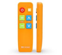 EZclicker Plus TV Remote for Seniors (Orange) Extra Simple Big Button Mute Remote, Works with Major TV Brands (2xAAA Batteries Not Included)