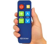 EZclicker TV Remote for Seniors, Extra Simple Big Button Remote (Blue) Works with Major TV Brands, NOT for Streaming (2xAAA Batteries Not Included)
