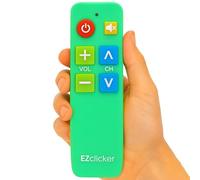 EZclicker TV Remote for Seniors, Extra Simple Big Button Remote (Green) Works with Major TV Brands, NOT for Streaming (2xAAA Batteries Not Included)