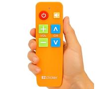 EZclicker TV Remote for Seniors, Extra Simple Big Button Remote (Orange) Works with Major TV Brands, NOT for Streaming (2xAAA Batteries Not Included)