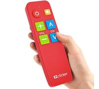 EZclicker TV Remote for Seniors, Extra Simple Big Button Remote, Works with Major TV Brands (2xAAA Batteries Not Included) (Red)