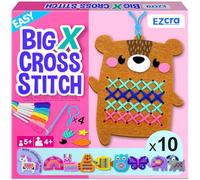 EZCRA Beginner Cross Stitch Kits for Kids - Kids Cross Stitch Kits Embroidery Kits Age 5-8 - 10 No Mess Cute Animal Sewing Projects - Extra Large Holes with Jumble Needle