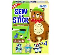 EZCRA Easy Arts and Crafts for Kids - No Mess Sewing Kit for Kids - 4 Easy to Do Bear Sewing Projects - Fun Felt Stickers - Tools with Instruction - Gifts for Boys and Girls Age 4,5,6,7,8