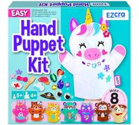 EZCRA Hand Puppet Making Kit for Kids Ages 5-8, Unicorn DIY Felt Craft Set with 8 Projects, No-Mess Creative Activity, Educational Toy & Stickers for Girls & Boys