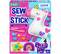 EZCRA Unicorn Sewing Kit for Kids Ages 4-8 - 4 Beginner Felt Craft Projects | 4 Unicorn Felt Sewing Projects with Stickers and Tools Included. Mess-Free DIY Craft for Girls. Great Birthday Gift.