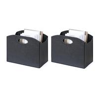 EZDeco Magazine Holder Foldable Magazine Rack Floor PU Leather File Holder Newspaper Book Storage Magazine Basket Document File Folder Organizer for Office Home (Black-2)