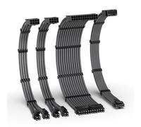 EZDIY-FAB 12VHPWR PSU Cable Extension Kit,16AWG PCIE 5.0 Power Supply Cable Extension- 1x 24 Pin ATX /2X 8Pin (4+4) EPS / 1x12+4 Pin GPU,Sleeve Cable 300MM with Combs-Carbon