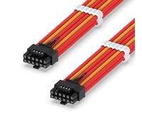 EZDIY-FAB 16AWG PCI-e 5.0 12VHPWR PSU Sleeved Cable, 600W 12+4 Pin Male to 12+4 Pin Male Cable for RTX 3090Ti/4070Ti/4080/4090, 60cm/23.62in-Red Yellow