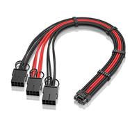 EZDIY-FAB GPU Power Sleeved Cable Extension, 16pin(12+4) 12VHPWR PCIe 5.0 Connector Male to 3X PCIE 8 PIN for RTX4070ti/ 4080/ 3090Ti, with Pre-Installed Cable Combs-16AWG/Black Red