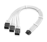 EZDIY-FAB GPU Power Sleeved Cable Extension, 16pin(12+4) 12VHPWR PCIe 5.0 Connector Male to 3X PCIE 8 PIN for RTX 4070Ti/4080/3090Ti, with Pre-Installed Cable Combs-16AWG/White