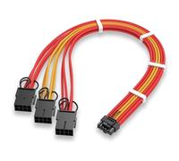 EZDIY-FAB GPU Power Sleeved Cable Extension, 16pin(12+4) PCIe 5.0 Connector Male to 3X PCIE 8 PIN for RTX4070Ti Super, 4080 Super, 4090, with Pre-Installed Cable Combs-16AWG/Red Yellow