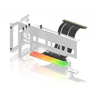 EZDIY-FAB GPU Vertical Mount PCIe 4.0 Graphics Card Holder with 5V 3 Pin ARGB LED Module, Video Card VGA Support Kit with PCIe 4.0 X16 Gen4 17cm/6.69in Riser Cable 90 Degree Right Angle-White