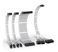 EZDIY-FAB PCIE 5.0 12VHPWR Sleeved Cable Kit, 16AWG Power Supply Cable Extension, 24PIN-ATX/(4+4) PIN-EPS/(12+4) PIN to 4X 8 PIN PCIE- RTX4090/4080/4070Ti Extension kit- White