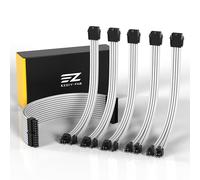 EZDIY-FAB PSU Cable Extension Sleeved Custom Mod GPU PC Power Supply Soft Nylon Braided with Comb Kit 24PIN/3x 8PIN to 6+2Pin/ 2X 8PIN to 4+4PIN-300MM/11.8in - White