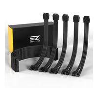 EZDIY-FAB PSU Cable Extension Sleeved Custom Mod GPU PC Power Supply Soft Nylon Braided with Comb Kit 24PIN/3x 8PIN to 6+2Pin/ 2X 8PIN to 4+4PIN-300MM/11.8in - Black