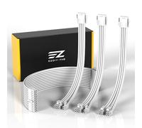 EZDIY-FAB PSU Extension Cable Sleeved Custom Mod PC Power Supply Cable, Soft Nylon Braided with Comb Kit 24PIN/8PIN to 6+2Pin/ 8PIN to 4+4PIN-30CM 300MM - All White Edition