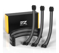 EZDIY-FAB PSU Extension Cable Sleeved Custom Mod PC Power Supply Cable, Soft Nylon Braided with Comb Kit 24PIN/8PIN to 6+2Pin/ 8PIN to 4+4PIN-30CM 300MM - Black Grey