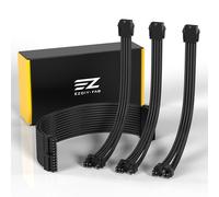 EZDIY-FAB PSU-Kabelverlängerung, ummantelt, benutzerdefiniertes Mod, GPU, PC-Netzteil, weiches Nylon, geflochten mit Kamm-Set, 24-polig, 8-polig auf 6+2-polig, 8-polig auf 4+4-polig, 300 mm, Schwarz