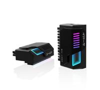 EZDIY-FAB Shield 24-pin 90 Degree Angle Adapter with Infinity Mirror ARGB Light,ATX 24 Pin Power Connector, 5V 3pin ARGB Sync-90 Degree-Black-1 Pack