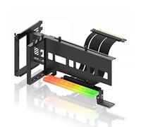 EZDIY-FAB Vertical PCIe 4.0 GPU Mount Bracket Graphic Card Holder with 5V 3 Pin ARGB LED Module, Video Card VGA Support Kit with PCIe 4.0 X16 Gen4 17cm/6.69in Riser Cable 90 Degree Right Angle- Black