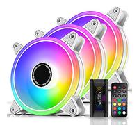 EZDIY-FAB White Moonlight 120mm RGB Case Fan with Fan Hub X and Remote,Motherboard Aura SYNC,Speed Control,Addressable Fan for PC Case-3 Pack