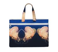 EZDLOWVBA 3D Jellyfish Print Canvas Tote File Bag Suitable for Studying, Traveling, Traveling, Commuting, Etc.