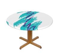 EZDLOWVBA 90's Cup Design print Round Tablecloth with Elastic Fits Tables Outdoor Tablecloth,Stain Resistant Table Cover for Kitchen Dining Parties