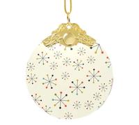 EZDLOWVBA Absctract Geometric Pattern Space Print Glass Round Pendant Christmas Tree Decor With Metal Buckle Hanging Xmas Accessory