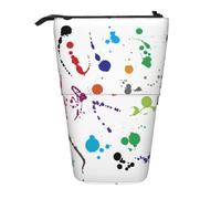 EZDLOWVBA Abstract Paint Splashes Print Stationery Bag for Boys & Girls, Stand Pencil Holder, Zip Pencil Case, Telescopic Case, Students & Office Middle School