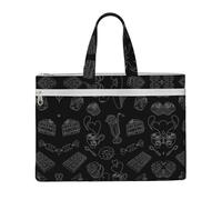 EZDLOWVBA Afternoon Tea Print Canvas Tote File Bag Suitable For Studying, Traveling, Traveling, Commuting, Etc.
