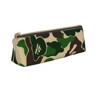 EZDLOWVBA Aniaml Camouflage Green Print Cute Pencil Case for Girls Boys,Leather Stationery Organizer Box School Office Supplies Case