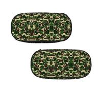 EZDLOWVBA Aniaml Camouflage Green Print Pencil Cases Boys Girls Lovely Pencilcase with Zip Organizer for Students Pencil Case for Daughter Son Desk Pencil Pouch
