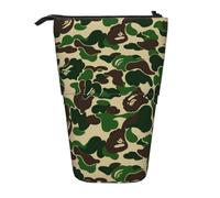 EZDLOWVBA Aniaml Camouflage Green Print Stationery Bag for Boys & Girls, Stand Pencil Holder, Zip Pencil Case, Telescopic Case, Students & Office Middle School