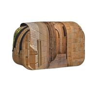 EZDLOWVBA Architecture Streets Houses Print Pencil Case Large Capacity Pen Pouch Pencil Bag with 2 Compartments Pen Holder Organizer Stationery Bag