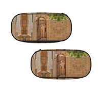 EZDLOWVBA Architecture Streets Houses Print Pencil Cases Boys Girls Lovely Pencilcase with Zip Organizer for Students Pencil Case for Daughter Son Desk Pencil Pouch