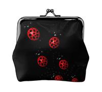 EZDLOWVBA Art Ladybug Tracks Print Double Clasp Metal Frame Leather Kiss Lock Change Pouch Wallet for Women with Keys, Small Purses